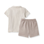 Chunky Slub Polo Shirt & Shorts Set